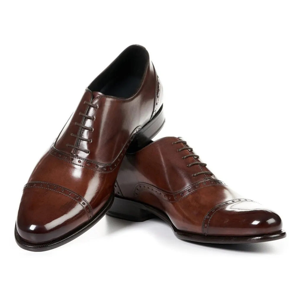 7 CM/2.76 Inches CMR CHAMARIPA Handcrafted Men’s Elevator Dress Shoes Brown Leather Oxford Shoes