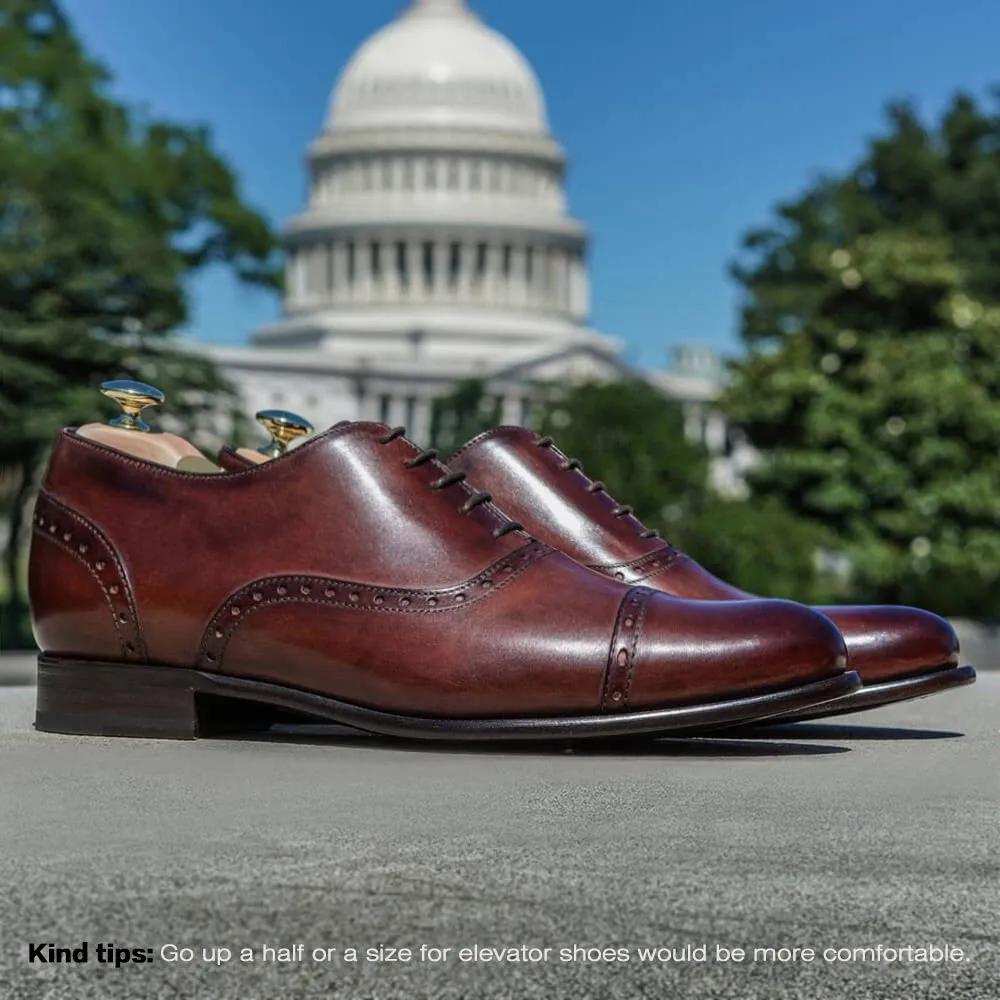 7 CM/2.76 Inches CMR CHAMARIPA Handcrafted Men’s Elevator Dress Shoes Brown Leather Oxford Shoes