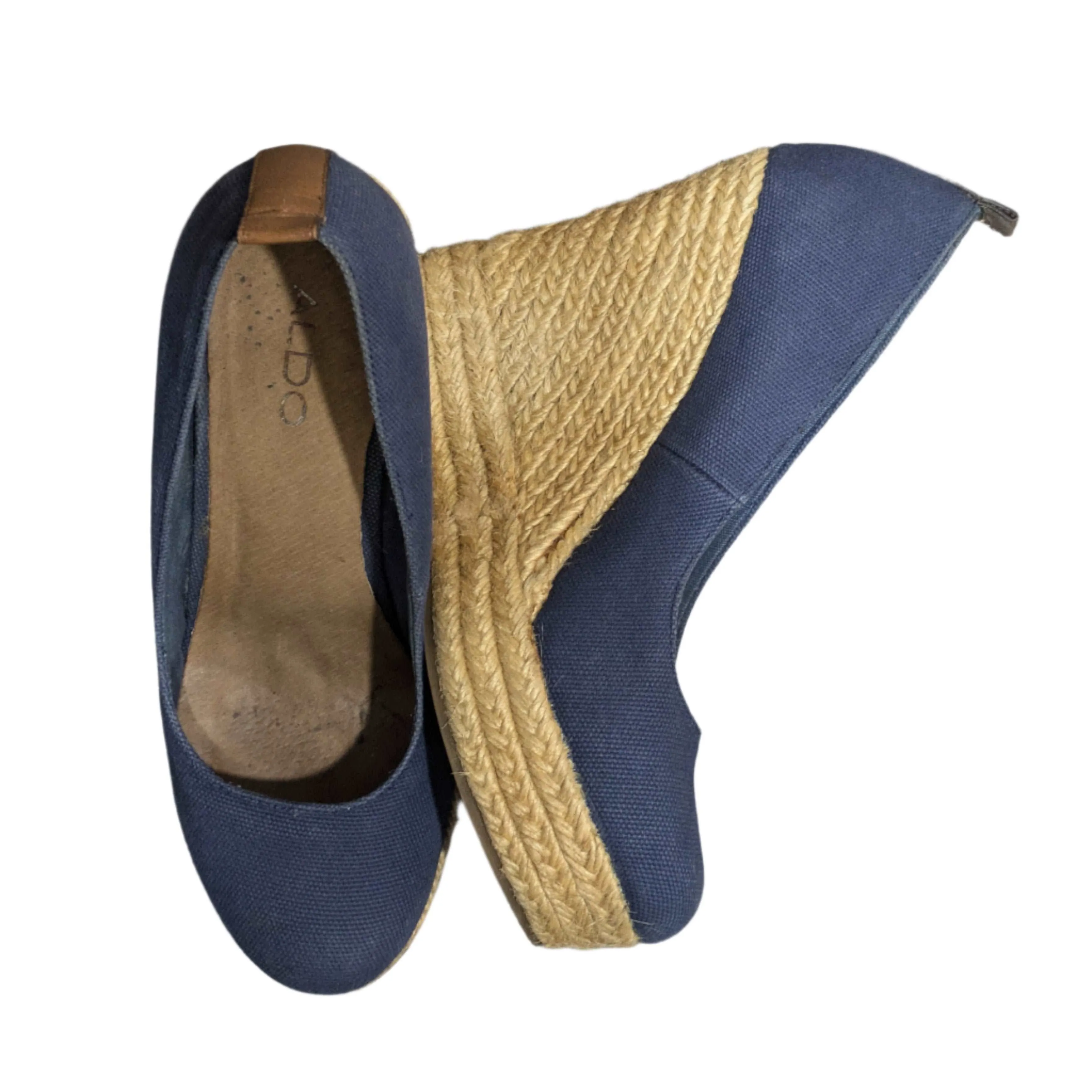 Aldo Monsoon Blue Canvas Espadrille Wedges Size EU 40 / UK 7 / US 9