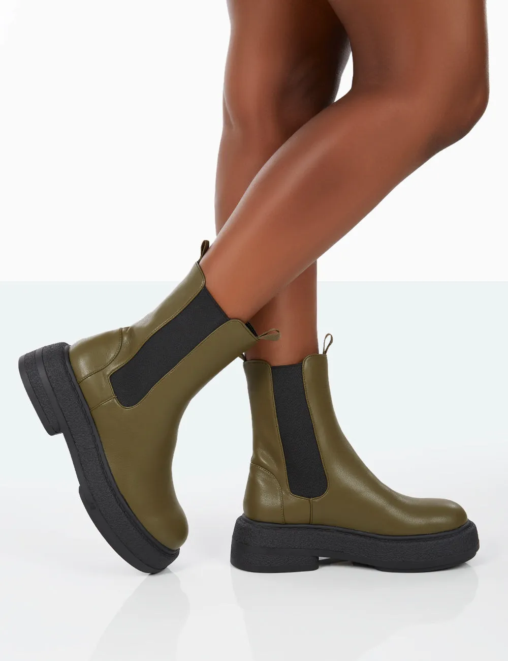 Barbie Dark Khaki Pu Chelsea Boots