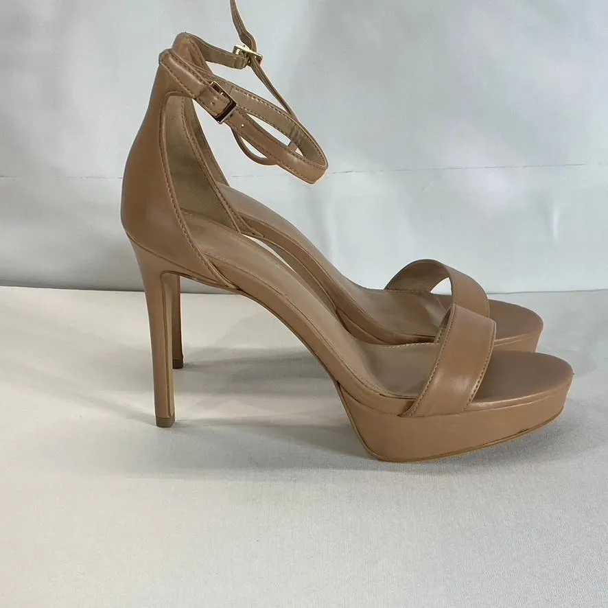 BCBGENERATION Women's Tan Nallah Ankle-Strap Platform Stiletto Sandals SZ 9