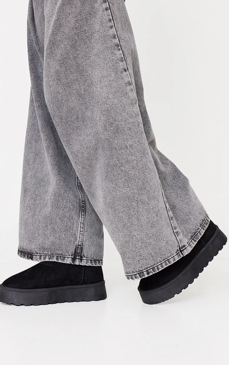 Chestnut Faux Suede Round Toe Stitched Borg Lined Ankle Boots
