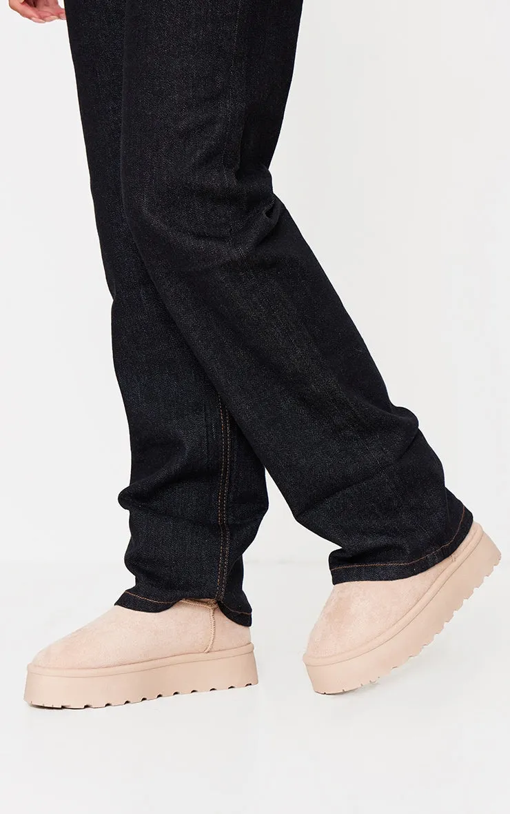 Chestnut Faux Suede Round Toe Stitched Borg Lined Ankle Boots