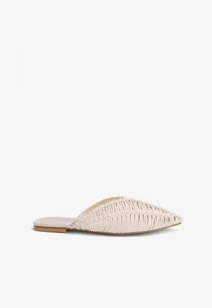 Choice Braided Woven Flat Mules Off White