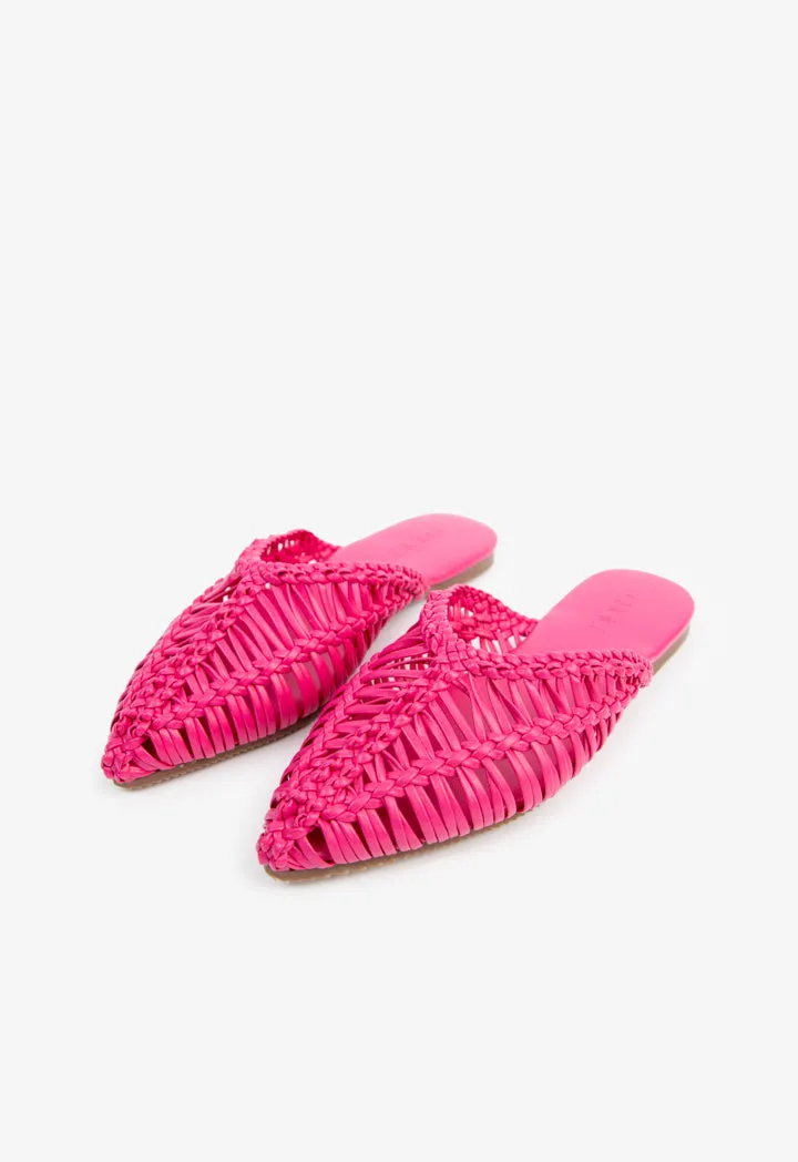 Choice Kids Braided Woven Flat Mules Fushia