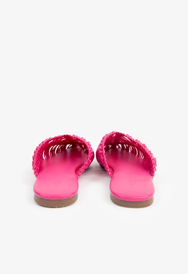 Choice Kids Braided Woven Flat Mules Fushia