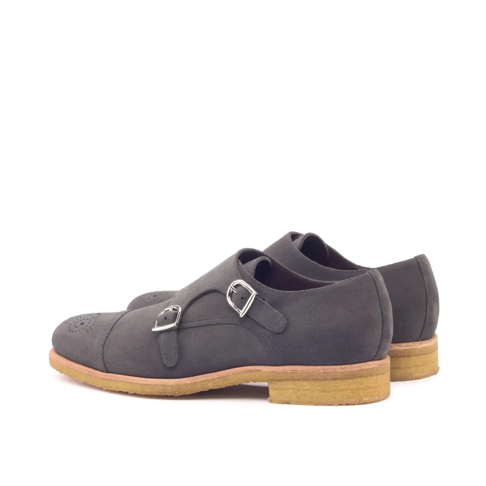 DapperFam Monaco in Grey Men's Lux Suede Double Monk