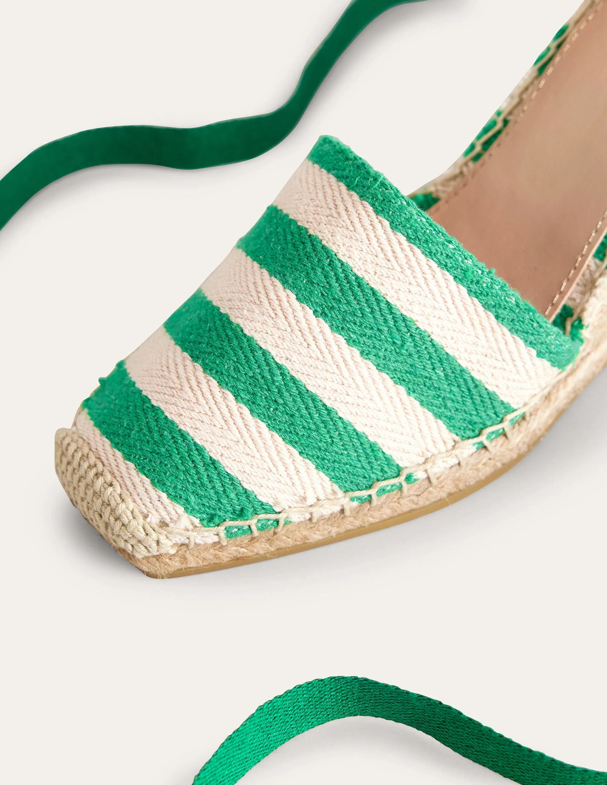 Esme Espadrille Wedges-Green Stripe