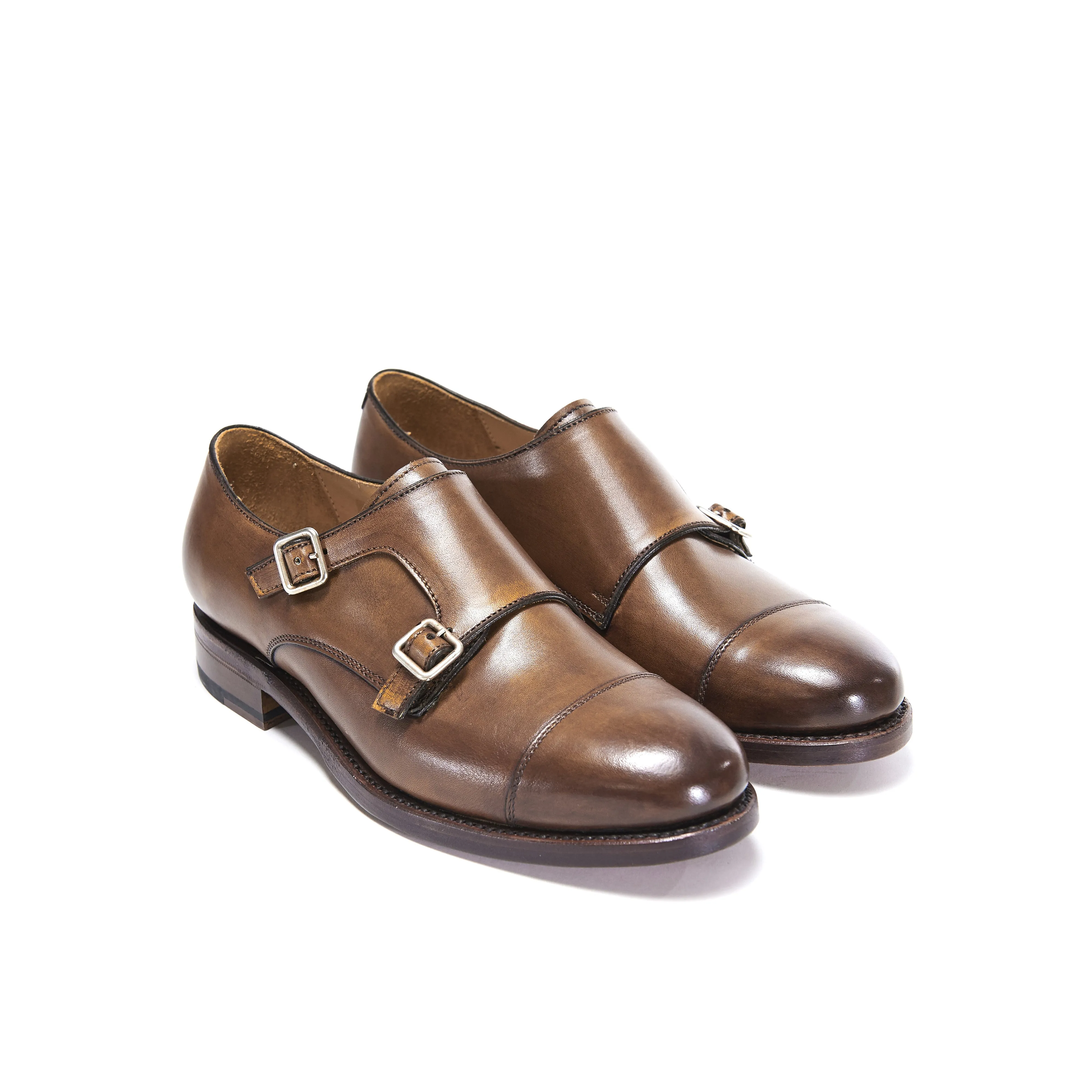Goodyear straight cap monk strap chestnut brown