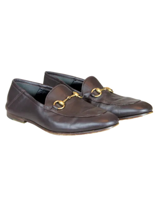 GUCCI Horsebit Accent Leather Dress Loafers
