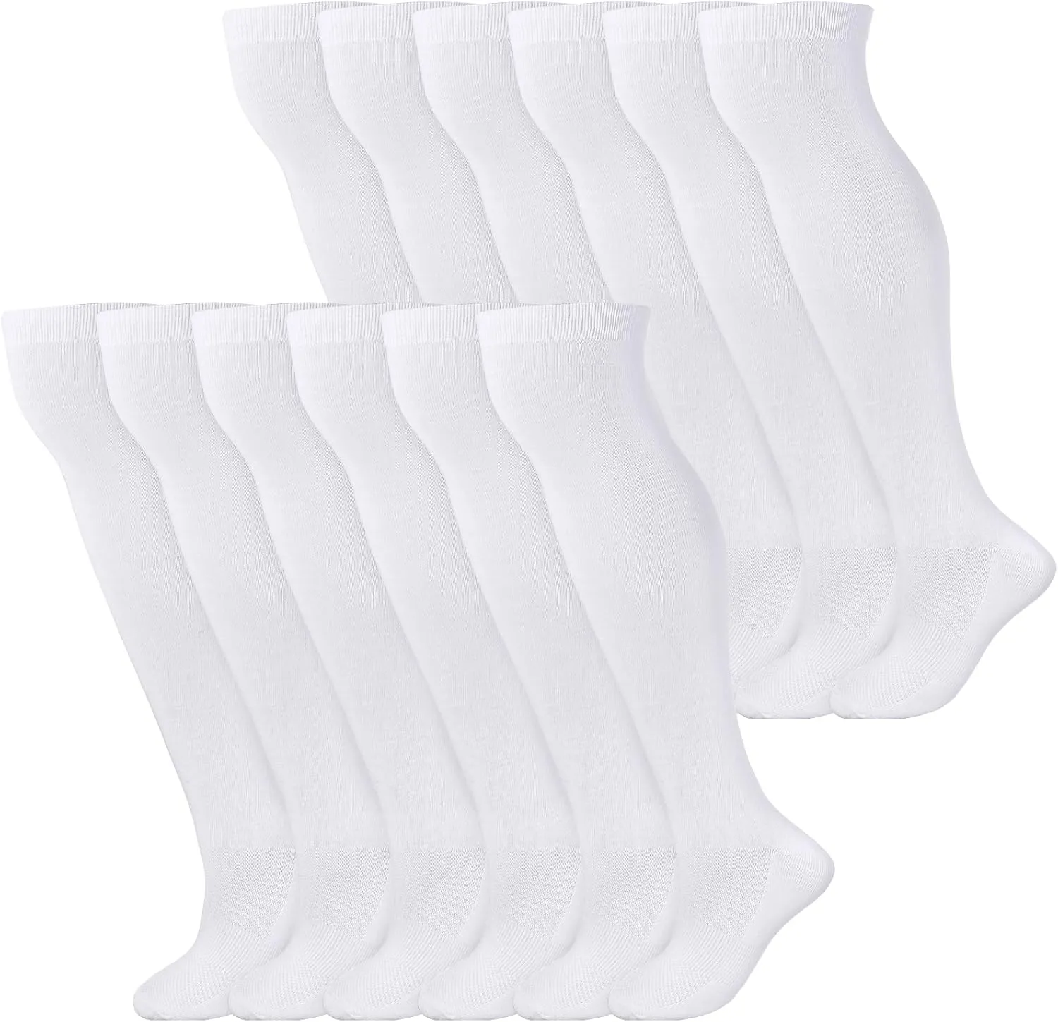 Hicarer 6 Pairs High Baseball Socks over Knee Football Softball Sock Youth Combo Long Sport Men Tube Socks Women