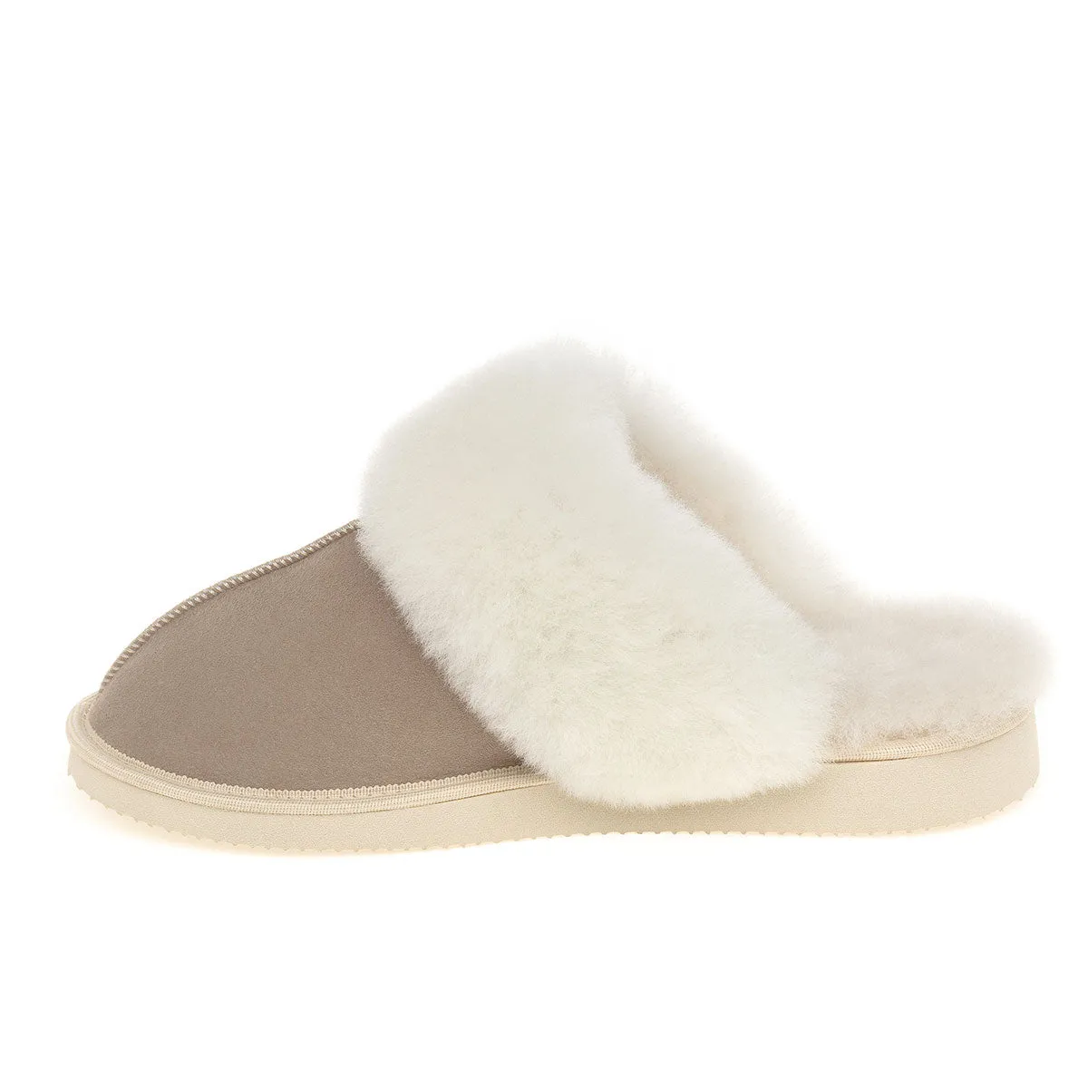 Ines Sheepskin Cuff Mules - Oat