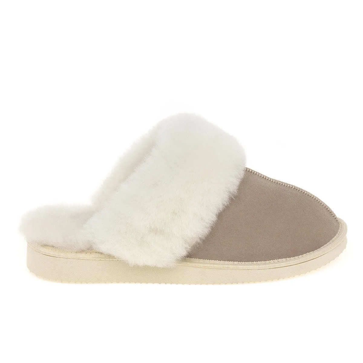 Ines Sheepskin Cuff Mules - Oat