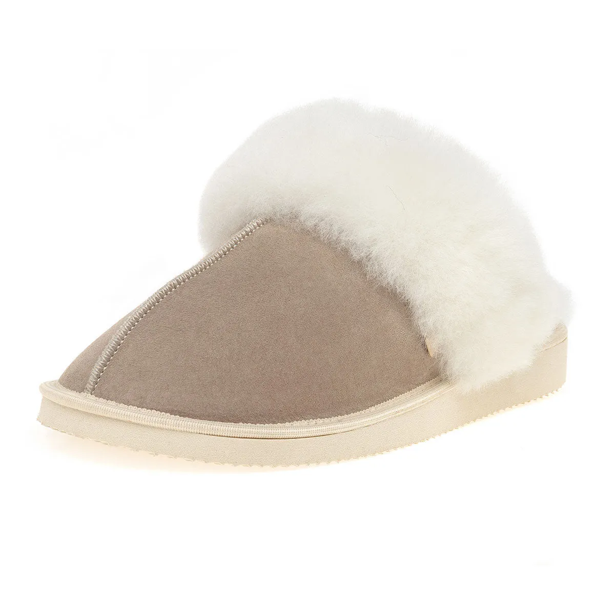 Ines Sheepskin Cuff Mules - Oat