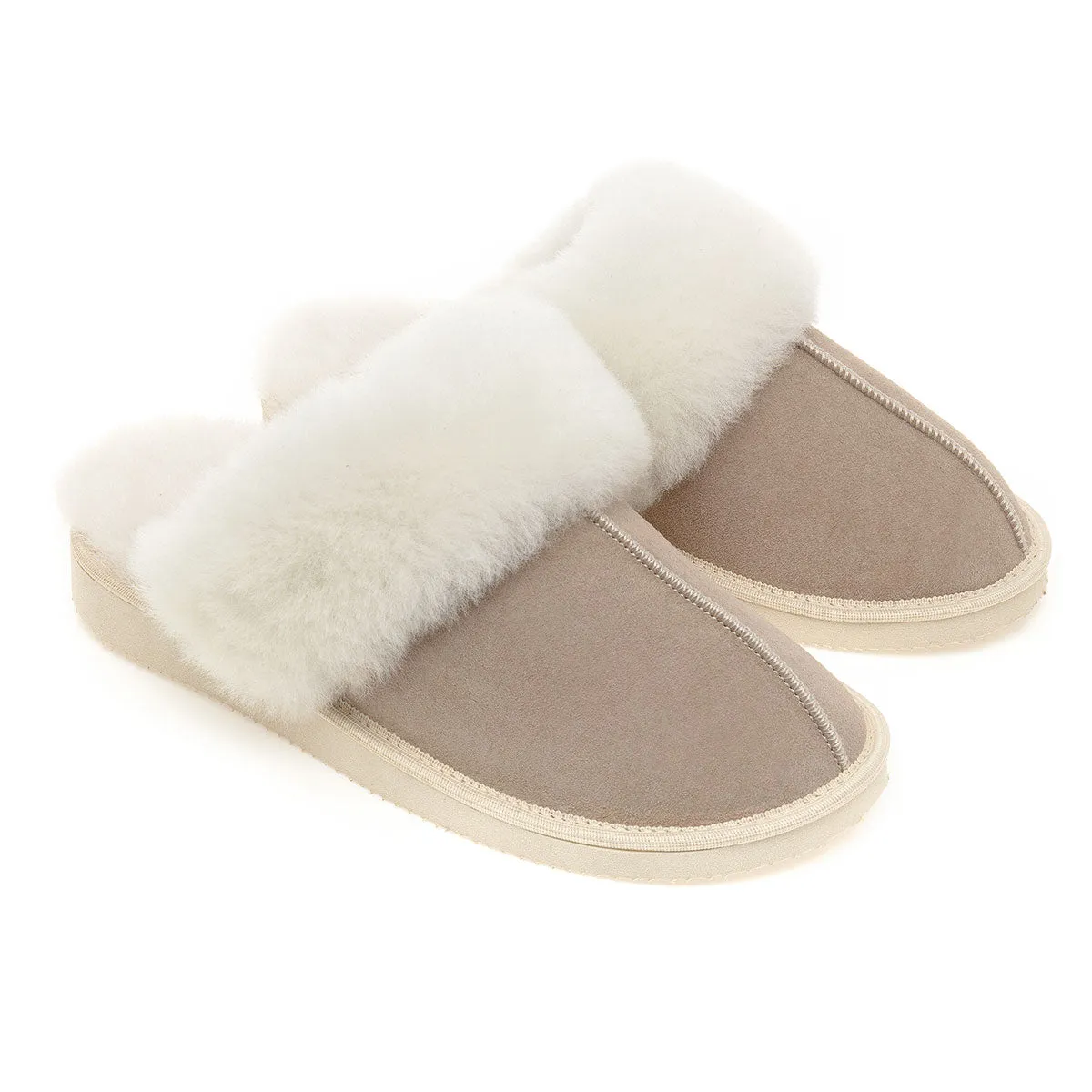 Ines Sheepskin Cuff Mules - Oat