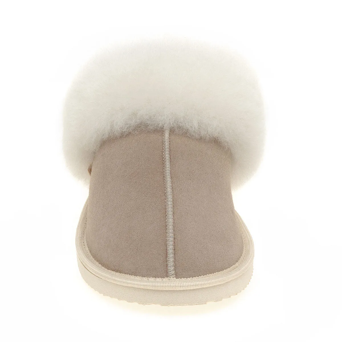 Ines Sheepskin Cuff Mules - Oat