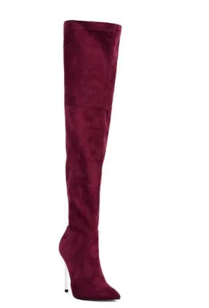 Jaynetts Stretch Suede Micro High Knee Boots