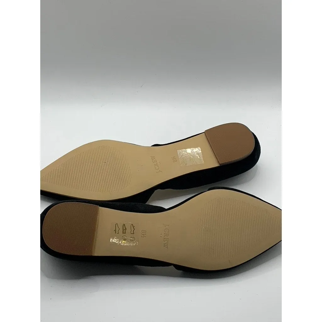 J.CREW FACTORY Women's Black Suede Leather Zoe D'Orsay Pointed-Toe Flats SZ 8.5