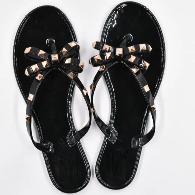 Jelly Rivet Big Bow Flip Flops