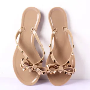 Jelly Rivet Big Bow Flip Flops