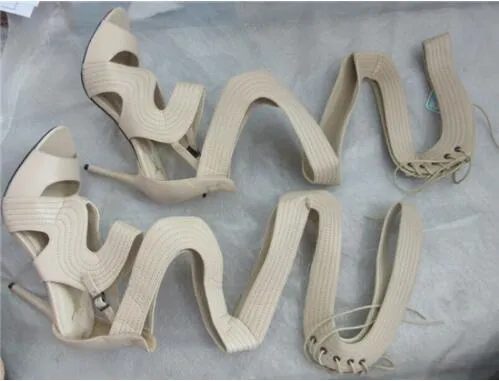 Lace-Up Leather Thin Heel Gladiator Sandals
