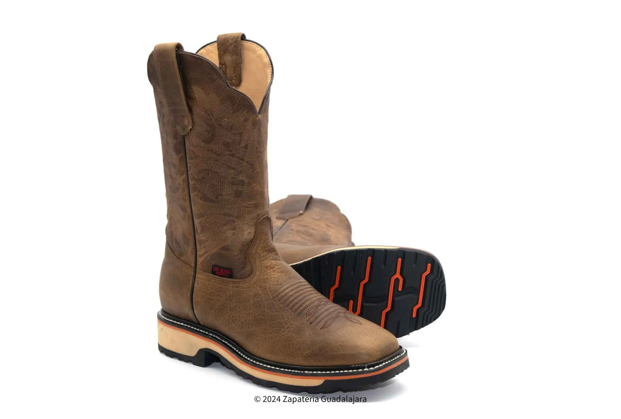 MEN'S WIDE SQUARE TOE RAGE HONEY LEATHER BOOT EVA DOUBLE DENSITY SOLE-82W9951
