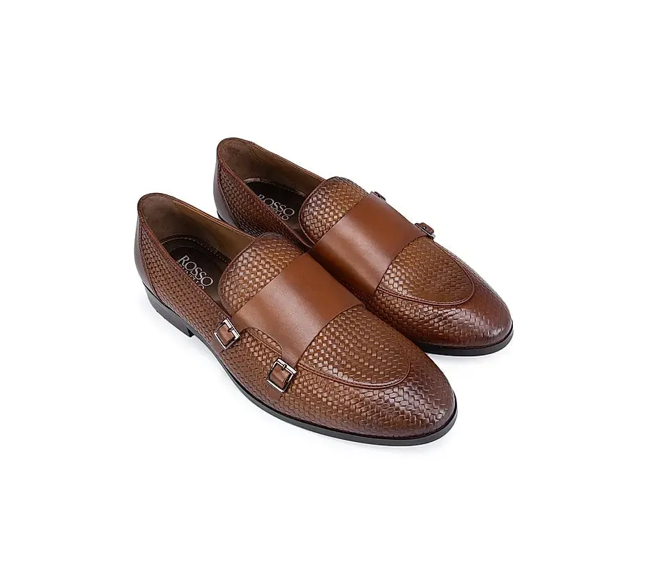 Tan Textured Monk Straps