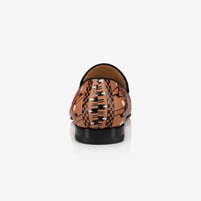 Tassel Greek Printing Calf Leather Loafers