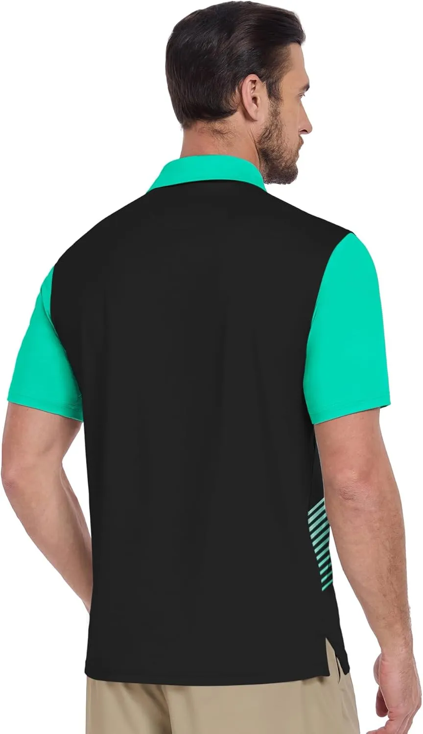 ZITY Men's Golf Shirts Short Sleeve Moisture Wicking Performance Print Patterns Casual Collared Golf Polo Shirt for Men